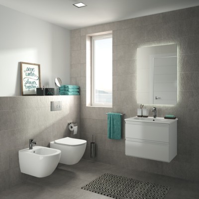 BIDEU TESI SUSPENDAT, FIXARE COMPLET ASCUNSA, 53X36, ALB MAT